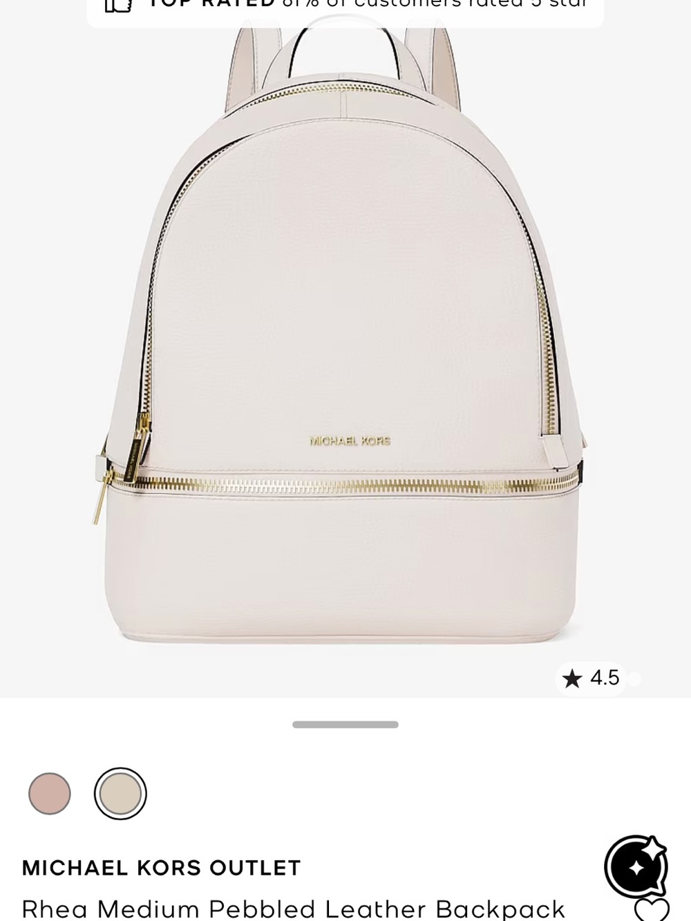 Michael Kors White Pebbled Leather Mini Backpack with Silver Hardware - Picture 7 of 9